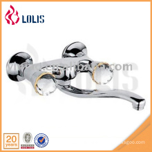 Two holes wall mount double handle crystal kitchen faucet mixer